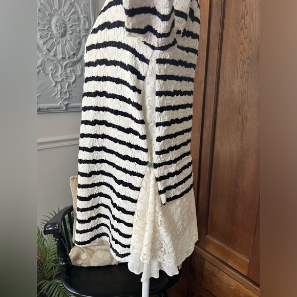 Anthropologie Postmark Bkack and White Striped Lace Cardigan - Picture 12 of 15